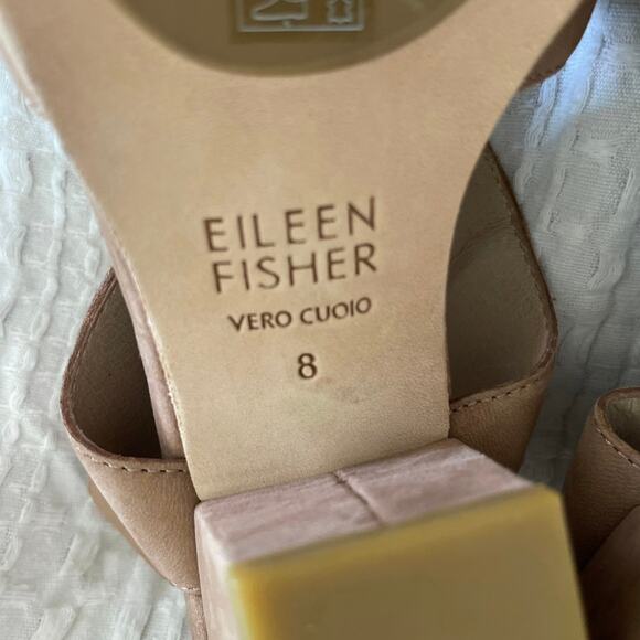 Eileen Fisher 8 Doe Nubuck Suede Block Heel Sandals EUC - Picture 6 of 8